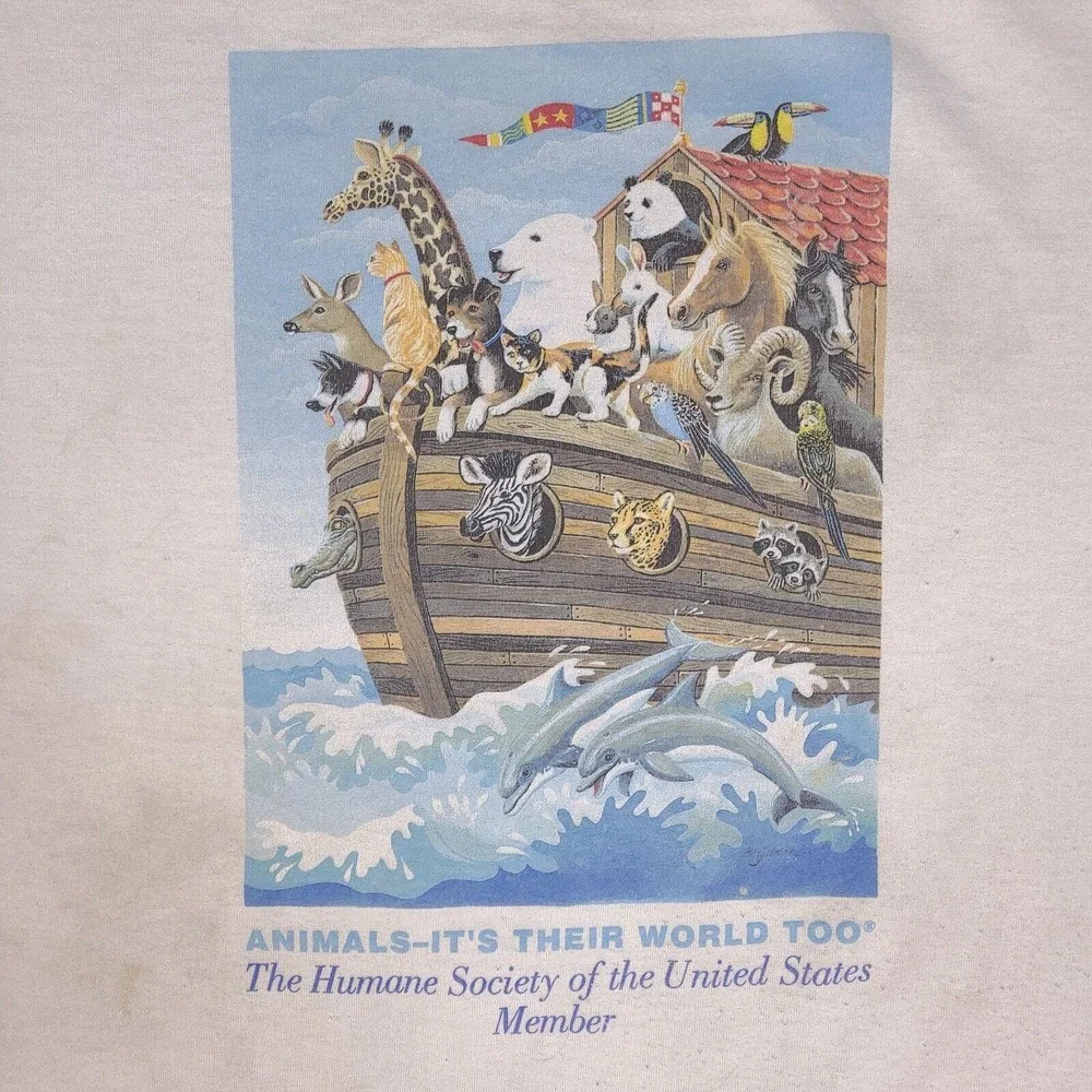 The Humane Society of the United States T-Shirt Adult XL White Animals World Arc - Picture 2 of 16